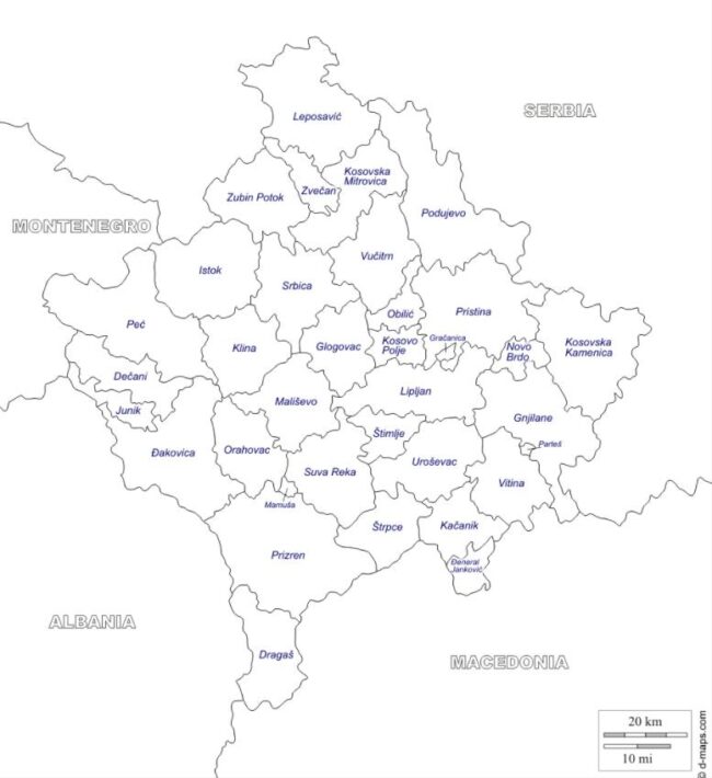 Political map of Kosovo